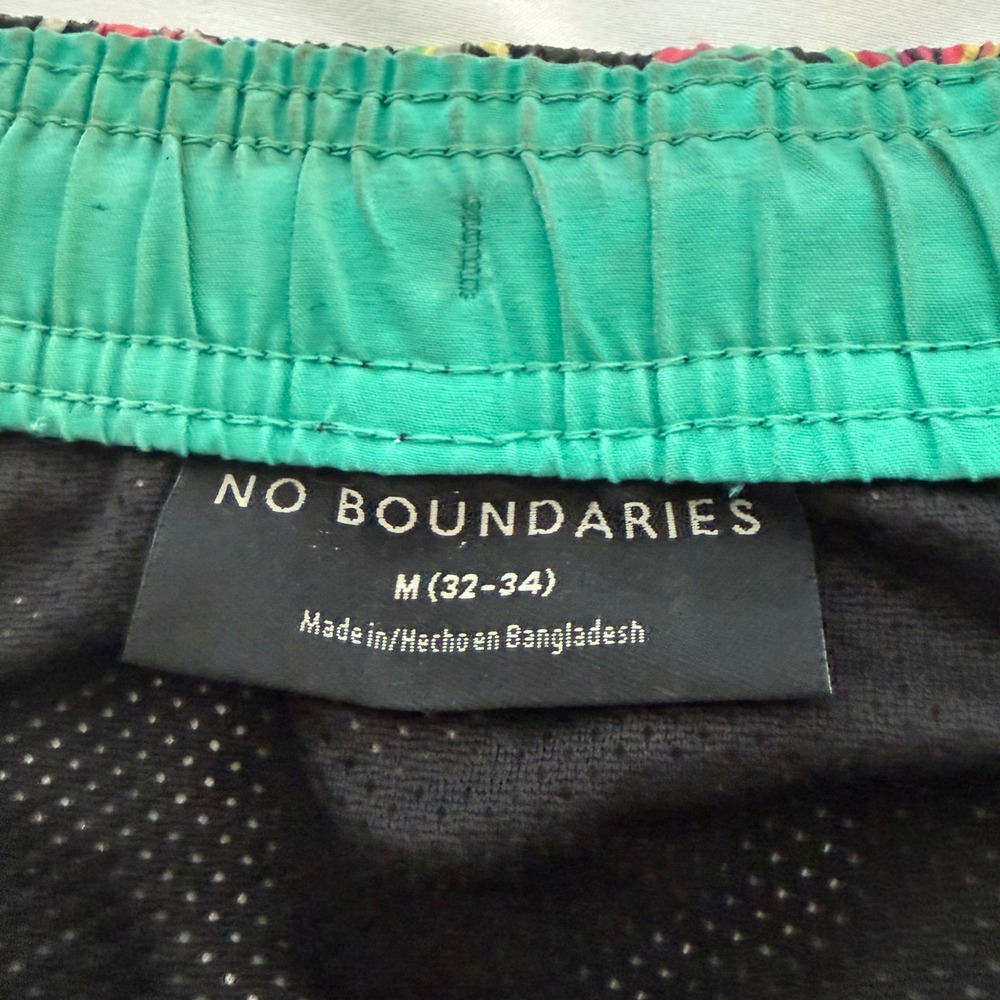 No Boundaries Mens Swim Trunks Pink Dinosaur Tropical Palm Print Black Medium - Picture 8 of 8
